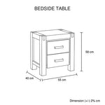 Bedside Table 2 drawers Night Stand in Solid Acacia Wood Oak Colour - Furniture > Bedroom > Bedside Tables