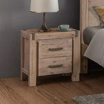 Bedside Table 2 drawers Night Stand in Solid Acacia Wood Oak Colour - Furniture > Bedroom > Bedside Tables