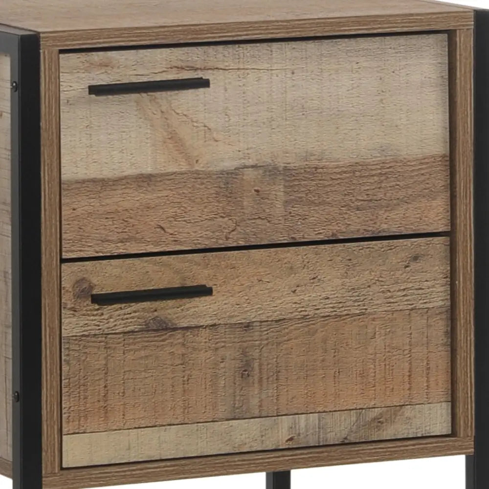 Bedside Table 2 drawers Night Stand Particle Board Construction in Oak Colour - Furniture > Bedroom