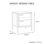 Bedside Table 2 drawers Night Stand Particle Board Construction in Oak Colour - Furniture > Bedroom