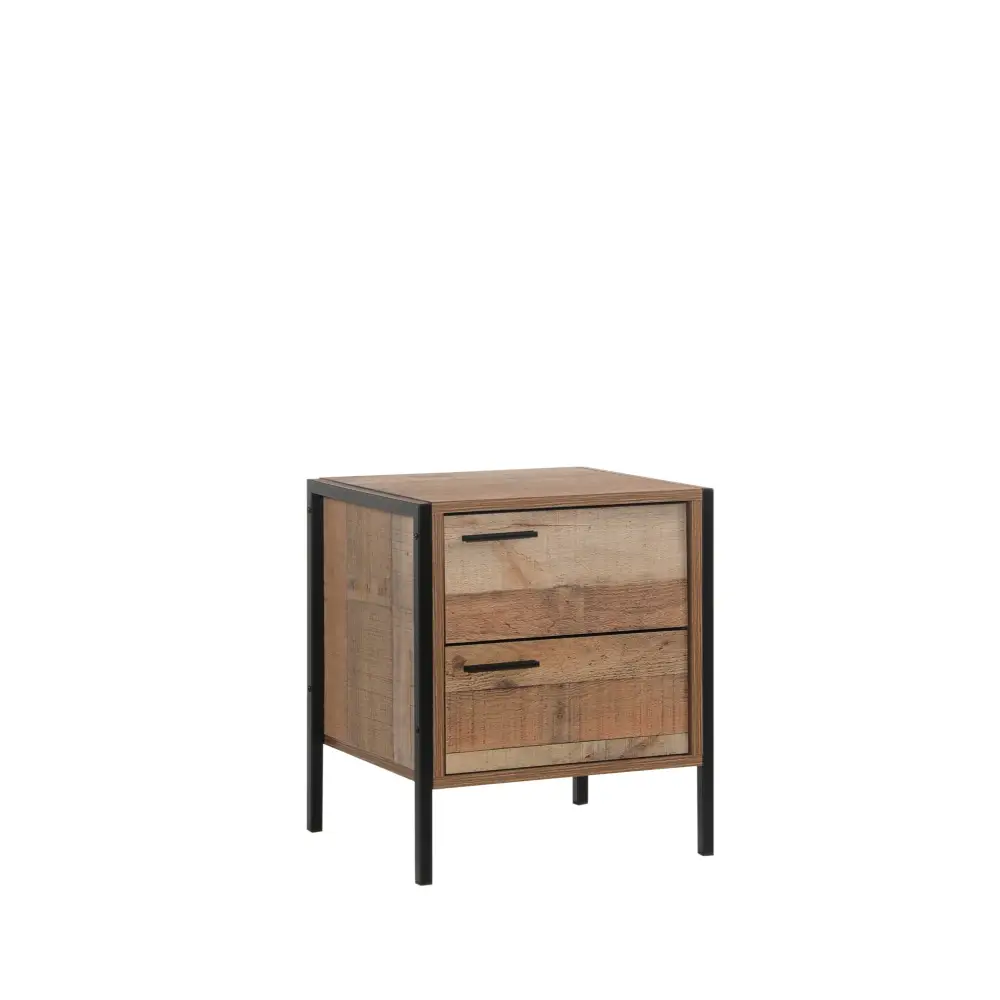 Bedside Table 2 drawers Night Stand Particle Board Construction in Oak Colour - Furniture > Bedroom