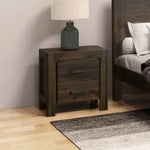 Bedside Table 2 drawers Night Stand Solid Wood Acacia Storage in Chocolate Colour - Furniture > Bedroom