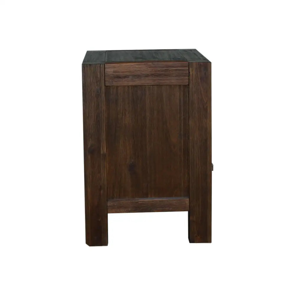 Bedside Table 2 drawers Night Stand Solid Wood Acacia Storage in Chocolate Colour - Furniture > Bedroom