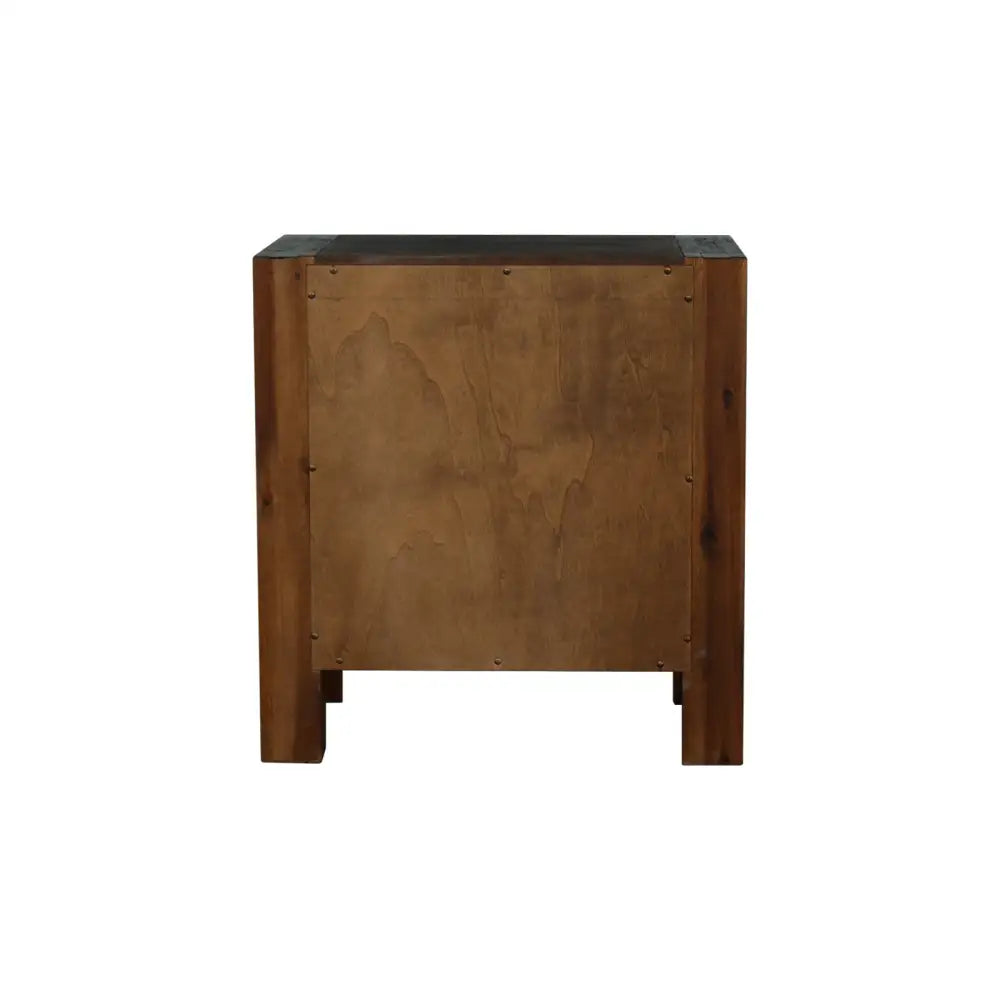 Bedside Table 2 drawers Night Stand Solid Wood Acacia Storage in Chocolate Colour - Furniture > Bedroom