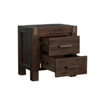 Bedside Table 2 drawers Night Stand Solid Wood Acacia Storage in Chocolate Colour - Furniture > Bedroom