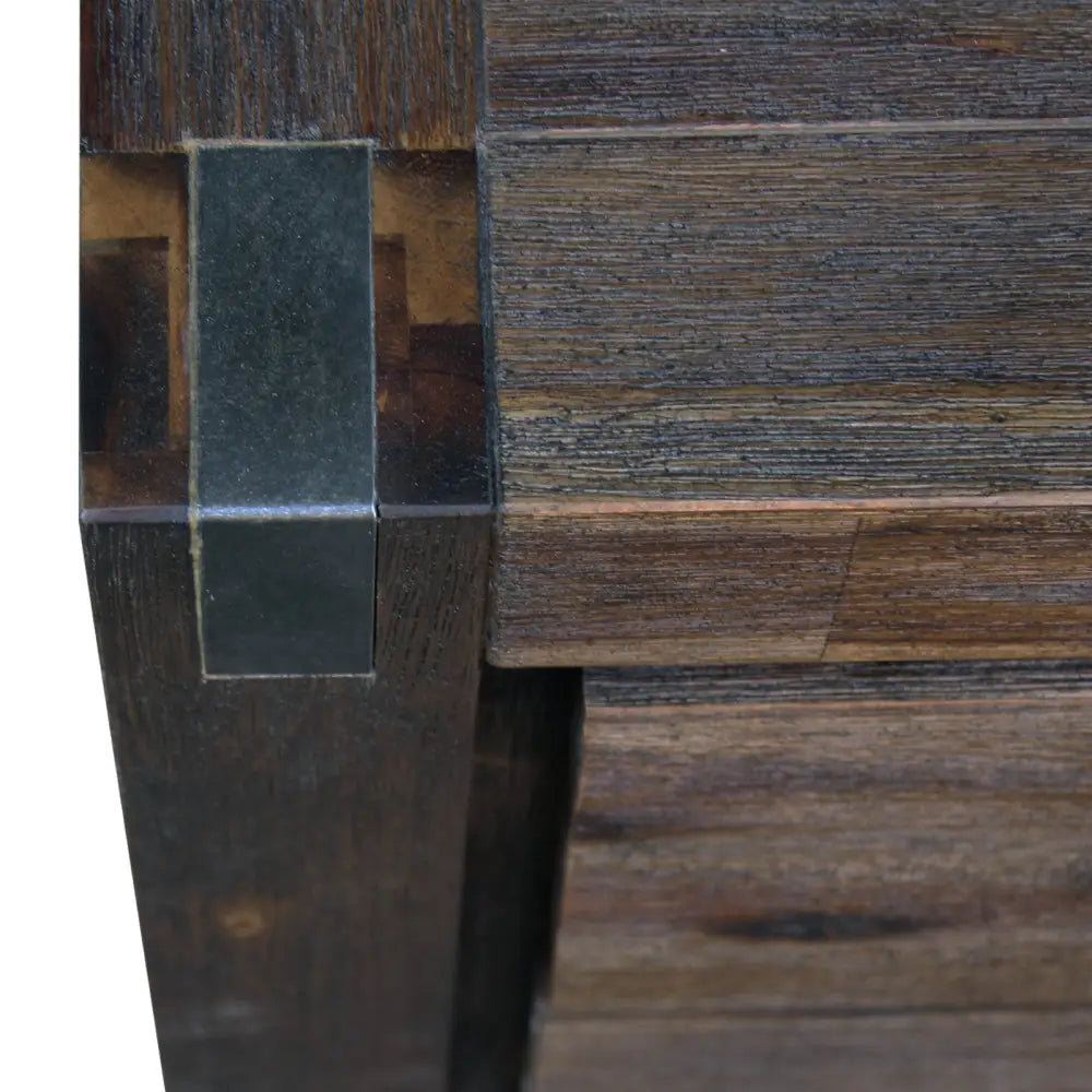 Bedside Table 2 drawers Night Stand Solid Wood Acacia Storage in Chocolate Colour - Furniture > Bedroom