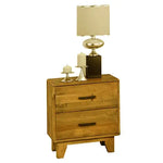 Bedside Table 2 drawers Night Stand Solid Wood Storage Light Brown Colour - Furniture > Bedroom