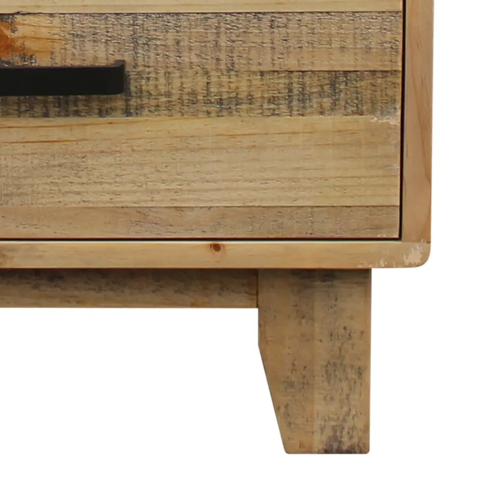 Bedside Table 2 drawers Night Stand Solid Wood Storage Light Brown Colour - Furniture > Bedroom