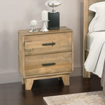 Bedside Table 2 drawers Night Stand Solid Wood Storage Light Brown Colour - Furniture > Bedroom
