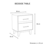 Bedside Table 2 drawers Night Stand Solid Wood Storage Light Brown Colour - Furniture > Bedroom