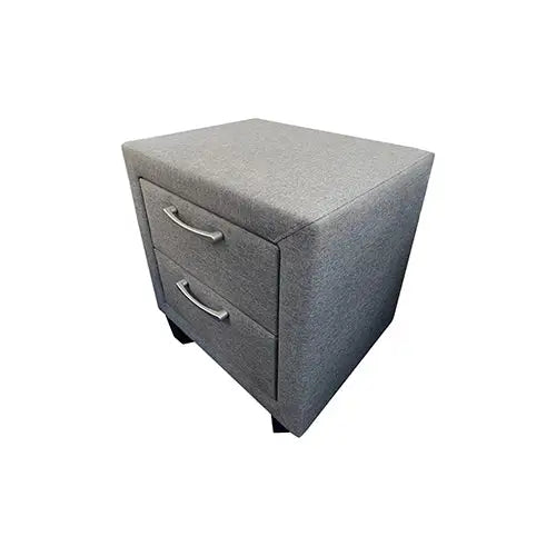 Bedside Table 2 drawers Night Stand Upholstery Fabric Storage in Light Grey Colour - Furniture > Bedroom