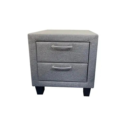 Bedside Table 2 drawers Night Stand Upholstery Fabric Storage in Light Grey Colour - Furniture > Bedroom