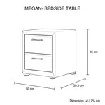 Bedside Table 2 drawers Night Stand Upholstery Fabric Storage in Light Grey Colour - Furniture > Bedroom