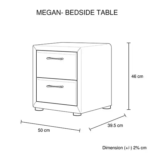 Bedside Table 2 drawers Night Stand Upholstery Fabric Storage in Light Grey Colour - Furniture > Bedroom
