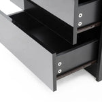 Bedside Table 2 Drawers RGB LED Bedroom Cabinet Nightstand Gloss AURORA BLACK - Furniture > Bedroom
