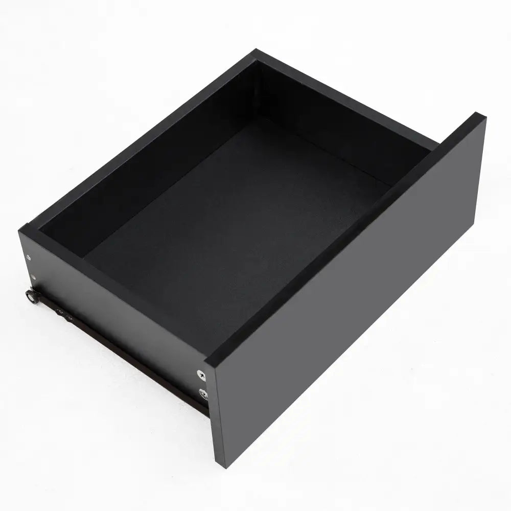Bedside Table 2 Drawers RGB LED Bedroom Cabinet Nightstand Gloss AURORA BLACK - Furniture > Bedroom