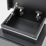 Bedside Table 2 Drawers RGB LED Bedroom Cabinet Nightstand Gloss AURORA BLACK - Furniture > Bedroom