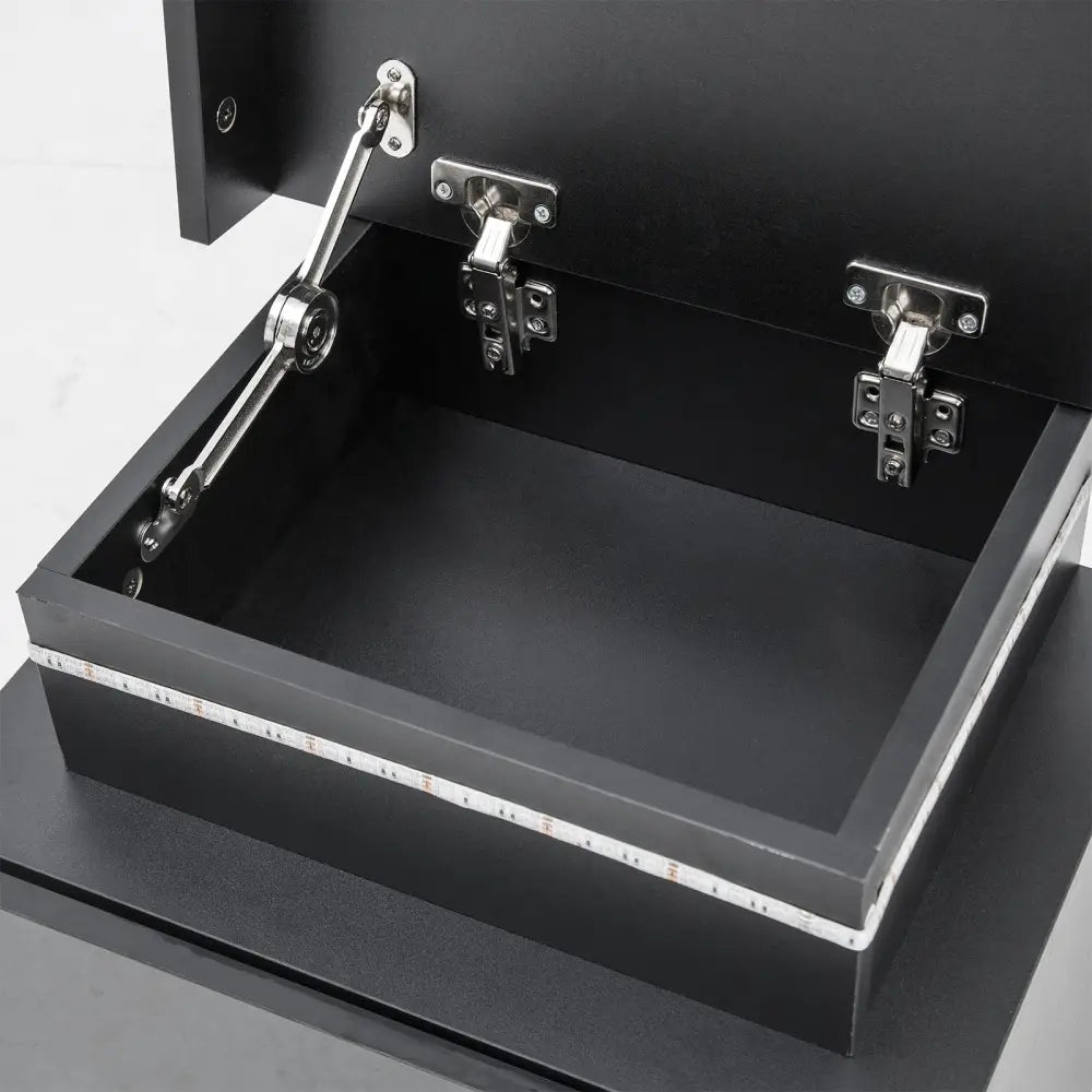 Bedside Table 2 Drawers RGB LED Bedroom Cabinet Nightstand Gloss AURORA BLACK - Furniture > Bedroom