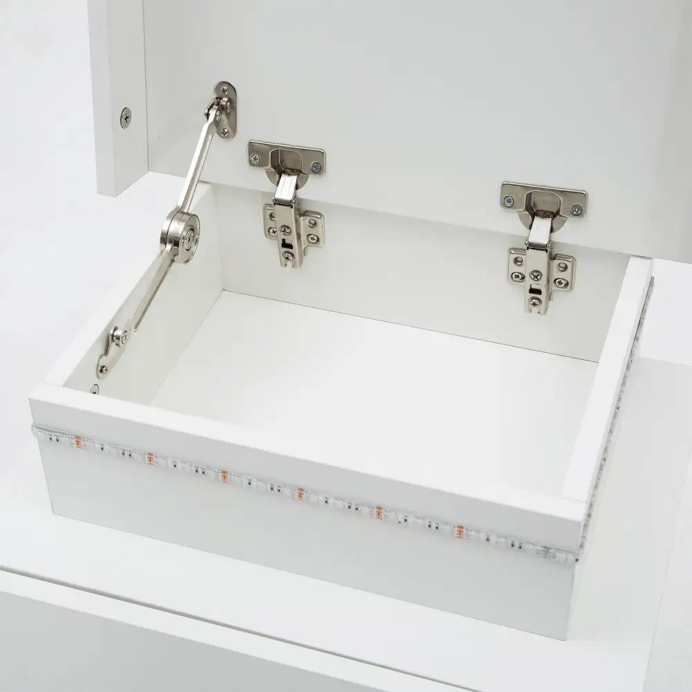 Bedside Table 2 Drawers RGB LED Bedroom Cabinet Nightstand Gloss AURORA WHITE - Furniture > Bedroom