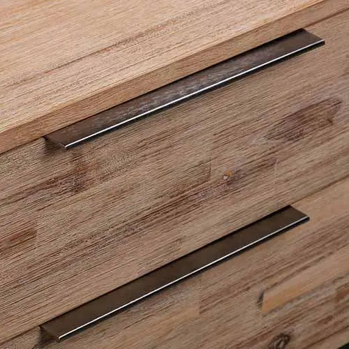 Bedside Table 2 drawers Side Table Solid Acacia Wood Veneered in Tea Colour - Furniture > Bedroom > Bedside Tables