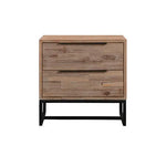Bedside Table 2 drawers Side Table Solid Acacia Wood Veneered in Tea Colour - Furniture > Bedroom > Bedside Tables