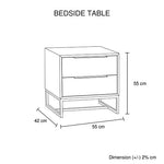 Bedside Table 2 drawers Side Table Solid Acacia Wood Veneered in Tea Colour - Furniture > Bedroom > Bedside Tables