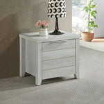 Bedside Table 2 drawers Storage Table Night Stand MDF in White Ash - Furniture > Living Room