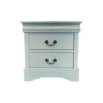 Bedside Table Grey Colour With 2 Drawers Night Stand Solid Wood Metal Handles - Furniture > Bedroom > Bedside Tables