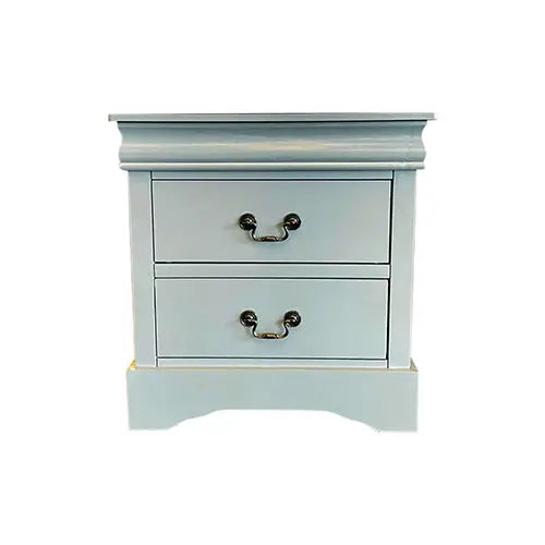 Bedside Table Grey Colour With 2 Drawers Night Stand Solid Wood Metal Handles - Furniture > Bedroom > Bedside Tables