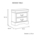 Bedside Table Grey Colour With 2 Drawers Night Stand Solid Wood Metal Handles - Furniture > Bedroom > Bedside Tables