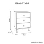 Bedside Table MDF 3 Drawers Side Table Night Stand Storage in Brown Colour - Furniture > Bedroom > Beds & Bed Frames