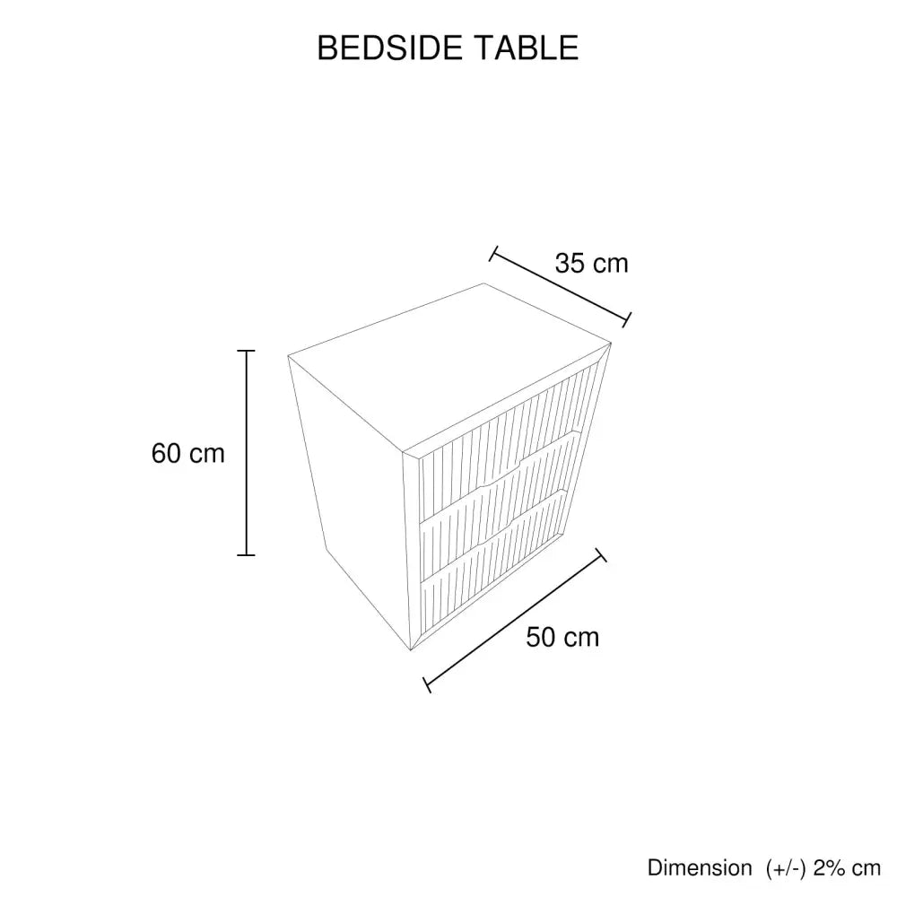 Bedside Table MDF Brown Colour Waveform Design Three Drawers - Furniture > Bedroom > Bedside Tables