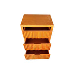 Bedside Table MDF Brown Colour Waveform Design Three Drawers - Furniture > Bedroom > Bedside Tables