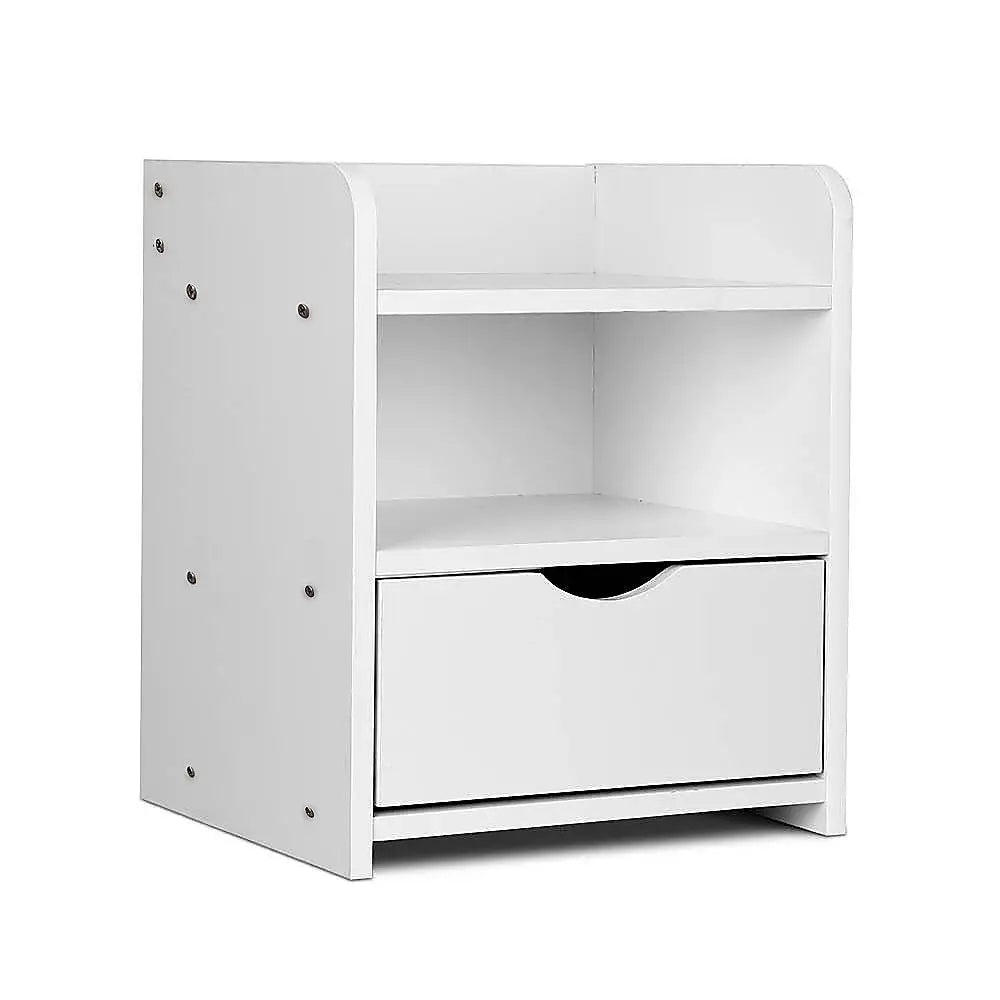 Bedside Table Side Nightstand Storage Drawer Shelf Bedroom Unit - Furniture > Office
