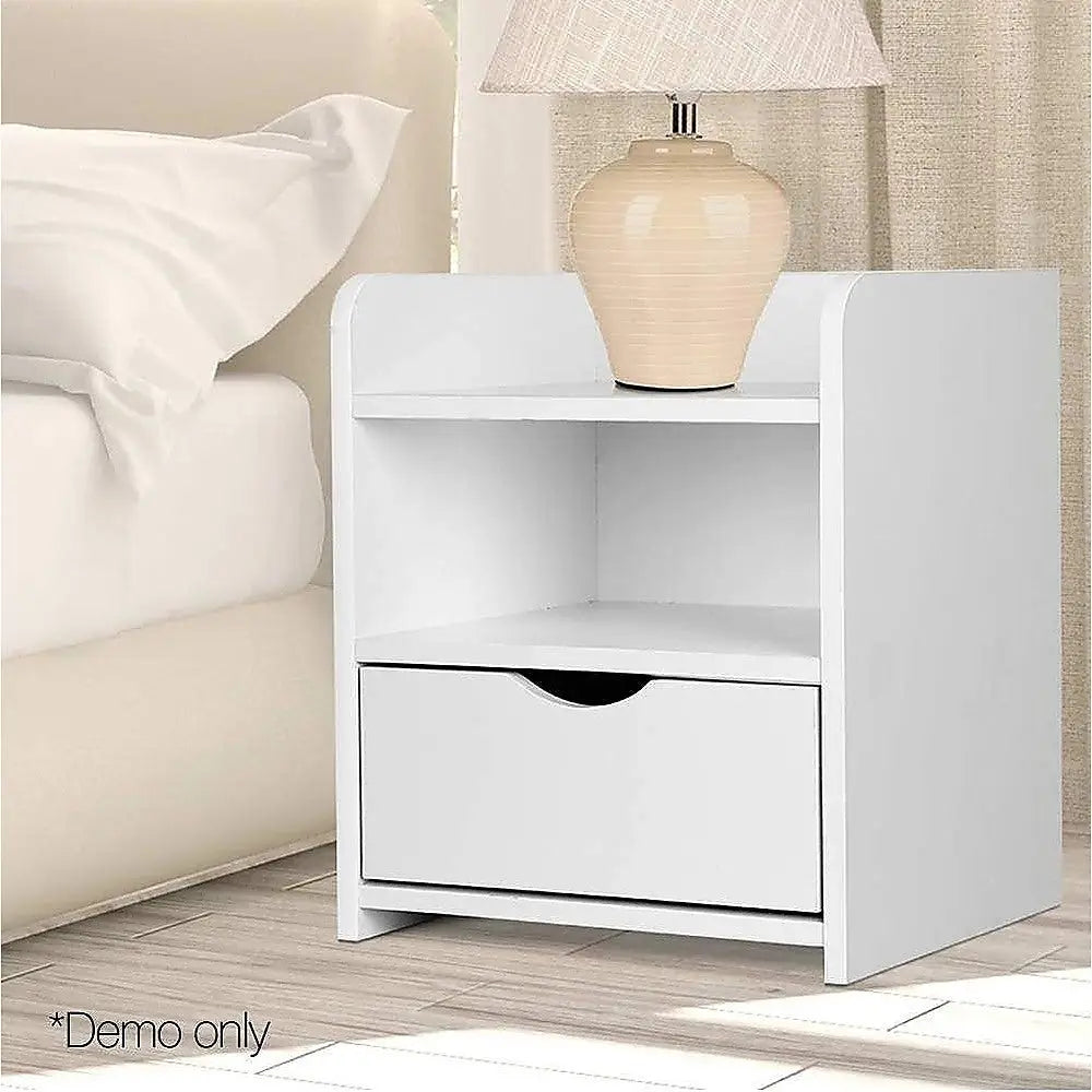 Bedside Table Side Nightstand Storage Drawer Shelf Bedroom Unit - Furniture > Office