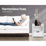 Bedside Table Side Nightstand Storage Drawer Shelf Bedroom Unit - Furniture > Office