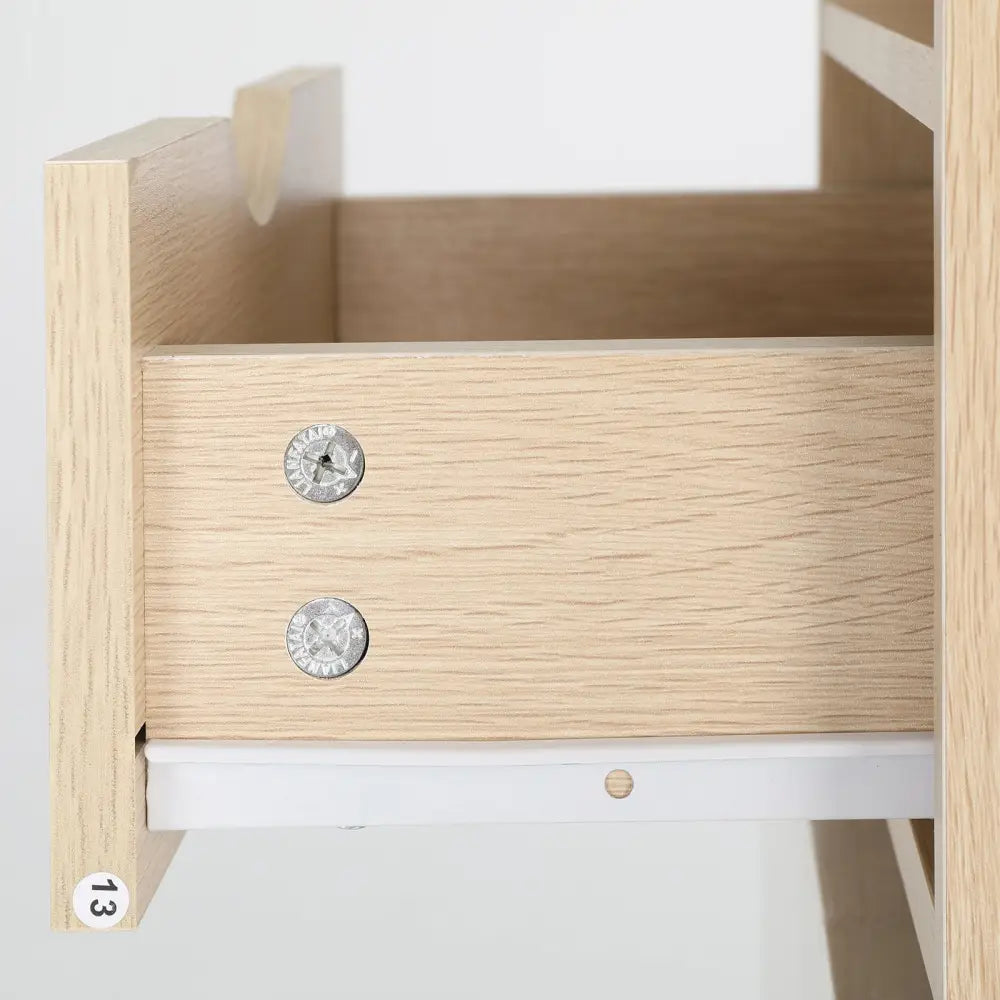 Bedside Table Side Storage Cabinet Nightstand Bedroom 1 Drawer 2 Shelf LARK OAK - Furniture > Bedroom