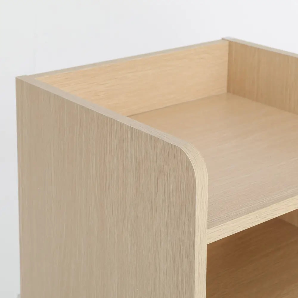 Bedside Table Side Storage Cabinet Nightstand Bedroom 1 Drawer 2 Shelf LARK OAK - Furniture > Bedroom