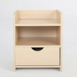 Bedside Table Side Storage Cabinet Nightstand Bedroom 1 Drawer 2 Shelf LARK OAK - Furniture > Bedroom