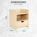 Bedside Table Side Storage Cabinet Nightstand Bedroom 1 Drawer 2 Shelf LARK OAK - Furniture > Bedroom