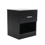 Bedside Table Side Storage Cabinet Nightstand Bedroom 1 Drawer 1 Shelf ELLA - BLACK - Furniture > Bedroom