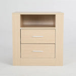 Bedside Table Side Storage Cabinet Nightstand Bedroom 2 Drawer 1 Shelf ZURI OAK - Furniture > Bedroom