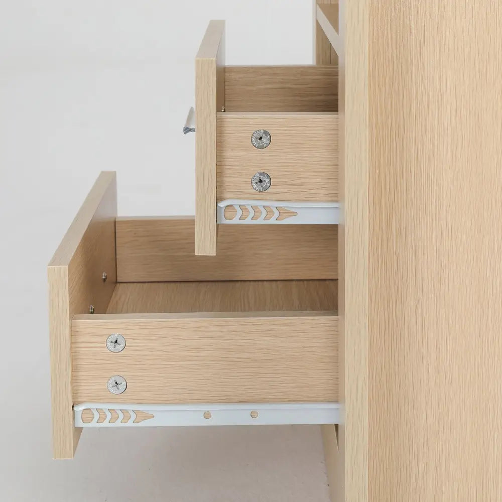 Bedside Table Side Storage Cabinet Nightstand Bedroom 2 Drawer 1 Shelf ZURI OAK - Furniture > Bedroom