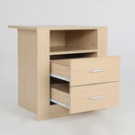 Bedside Table Side Storage Cabinet Nightstand Bedroom 2 Drawer 1 Shelf ZURI OAK - Furniture > Bedroom