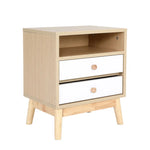 Bedside Table Side Storage Cabinet Nightstand Bedroom 2 Drawer ANYA OAK - Furniture > Bedroom