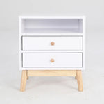 Bedside Table Side Storage Cabinet Nightstand Bedroom 2 Drawer ANYA - WHITE - Furniture > Bedroom