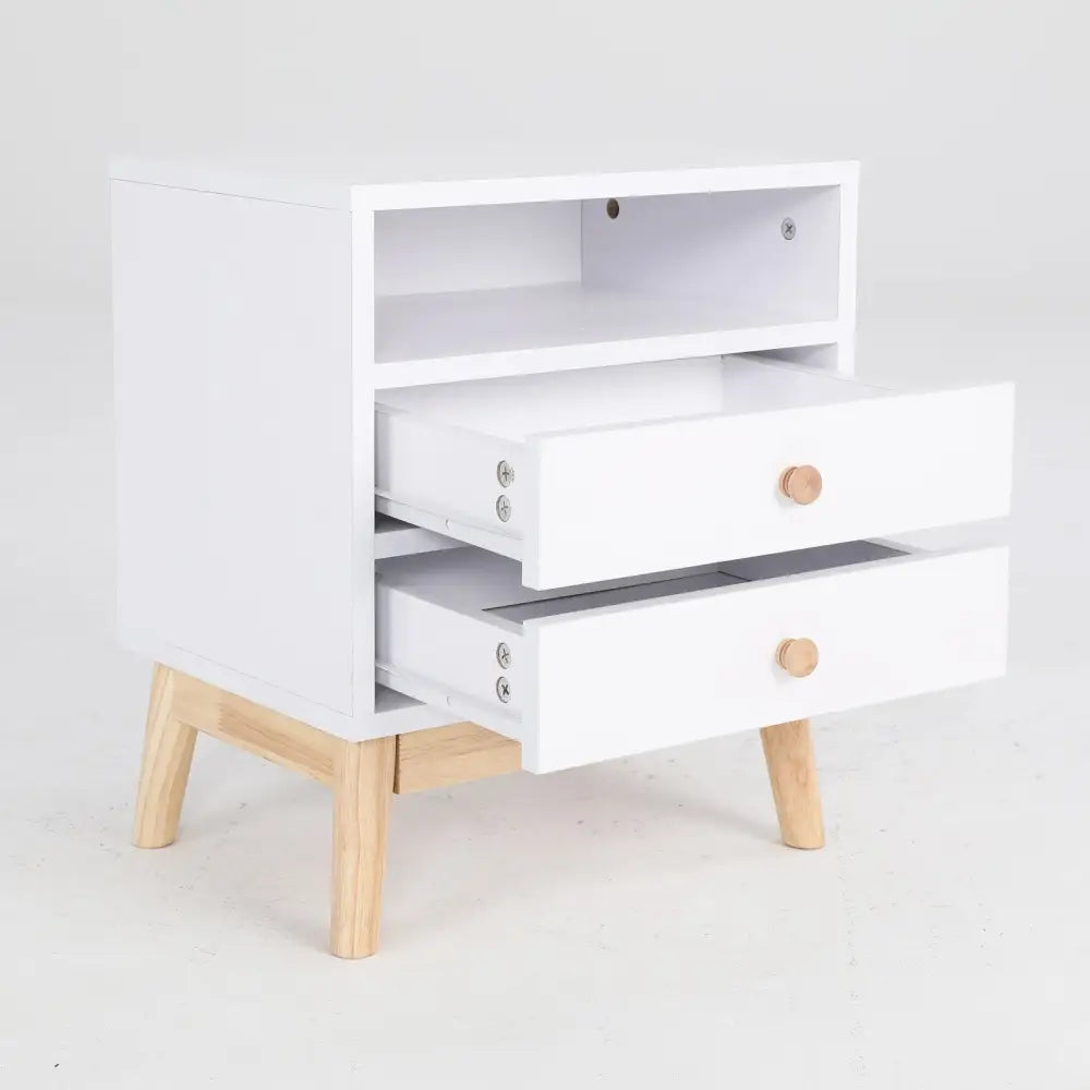 Bedside Table Side Storage Cabinet Nightstand Bedroom 2 Drawer ANYA - WHITE - Furniture > Bedroom