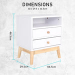 Bedside Table Side Storage Cabinet Nightstand Bedroom 2 Drawer ANYA - WHITE - Furniture > Bedroom
