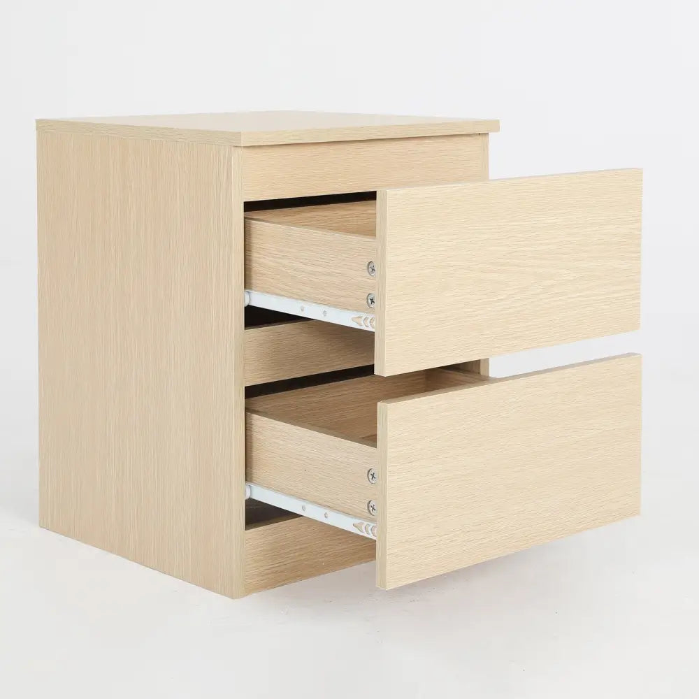 Bedside Table Side Storage Cabinet Nightstand Bedroom 2 Drawer JOSS OAK - Furniture > Bedroom