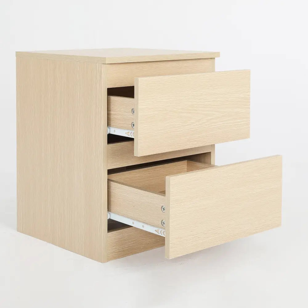 Bedside Table Side Storage Cabinet Nightstand Bedroom 2 Drawer JOSS OAK - Furniture > Bedroom